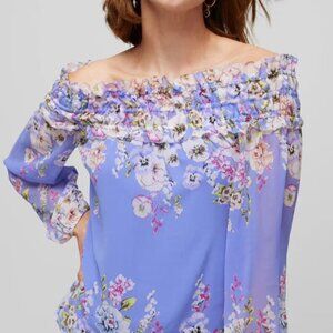 NWOT: WHITE HOUSE BLACK MARKE LONG-SLEEVE OFF THE SHOULDER RUFFLE BLOUSE, SZ: XL
